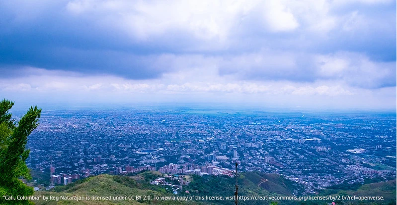 Colombia ataque terrorista. Una foto de archivo que muestra a la ciudad de Cali desde las alturas.